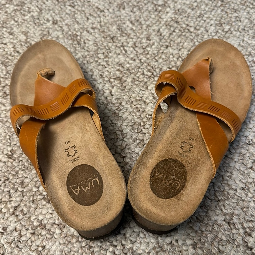 UMA Brown Leather Sandals Ibiza, Size 40